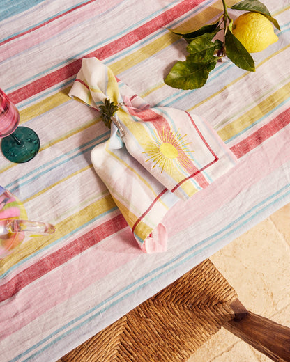 Bellissimo Stripe Embroidered 4P Napkin Set