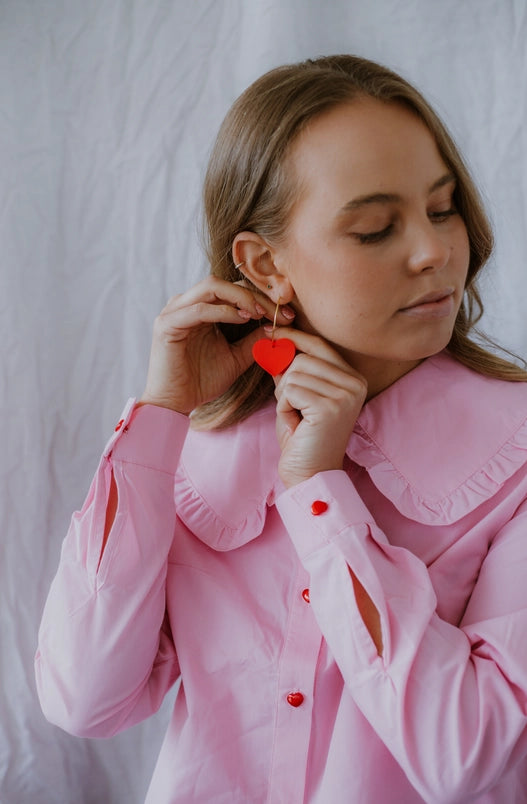 Valentine Hoops - Neon red