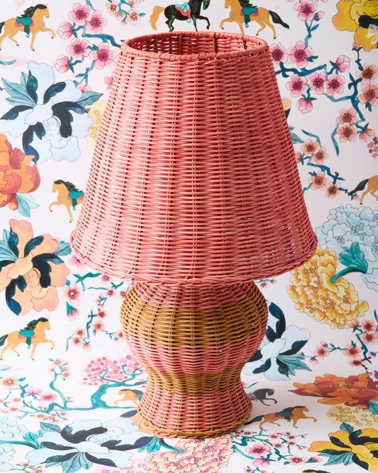 Guava Stripe Le Parisian Rattan Lamp