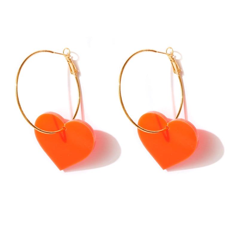 Valentine Hoops - Neon red