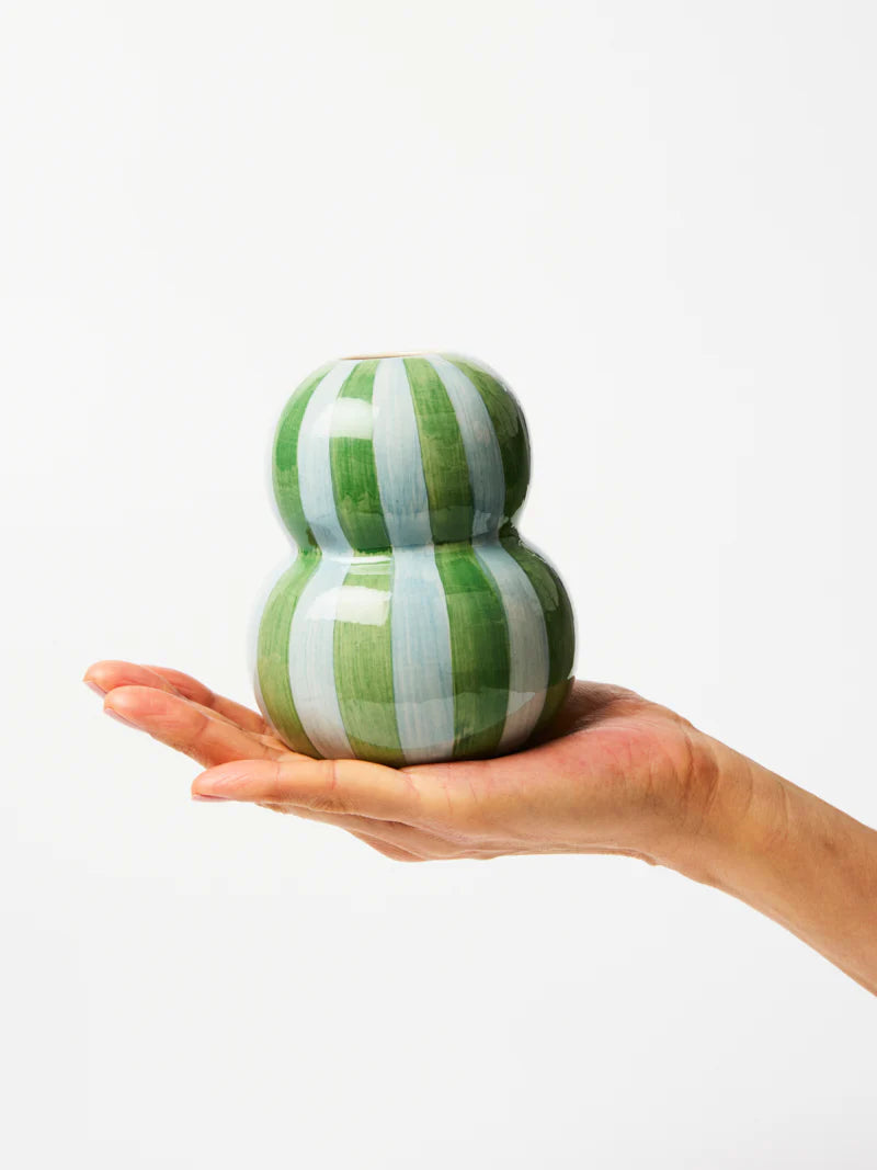 FONDA GREEN BLUE STRIPE VASE