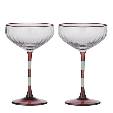 Lena Glass Rib Coupe set of 2 - PICK UP ONLY