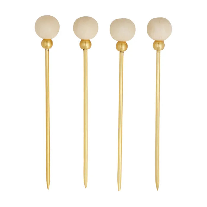 Amalia Food Pick - set of 4 -  Ivory/Gold