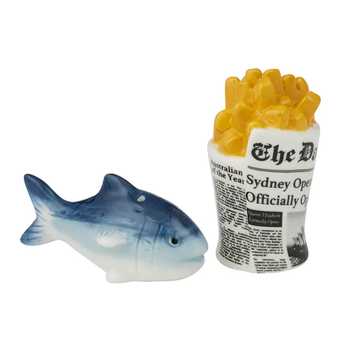 Reggie Fish n Chips 2pc Ceramic S&P Shaker
