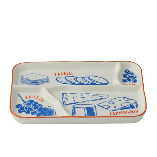 Antipasti Rectangle Ceramic Divided Cheese Platter